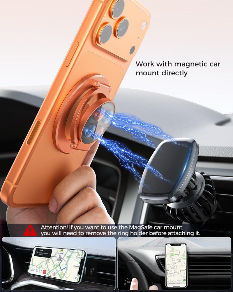 SUPERONE Magnetic Ring Holder for MagSafe Dual-Side Magnetics, Removable Gym Phone Grip with Kickstand for iPhone 17/16/15/14/13/12/ Series MagSafe Case All Phones Compatible with Magnetic Car Mount - Image 5